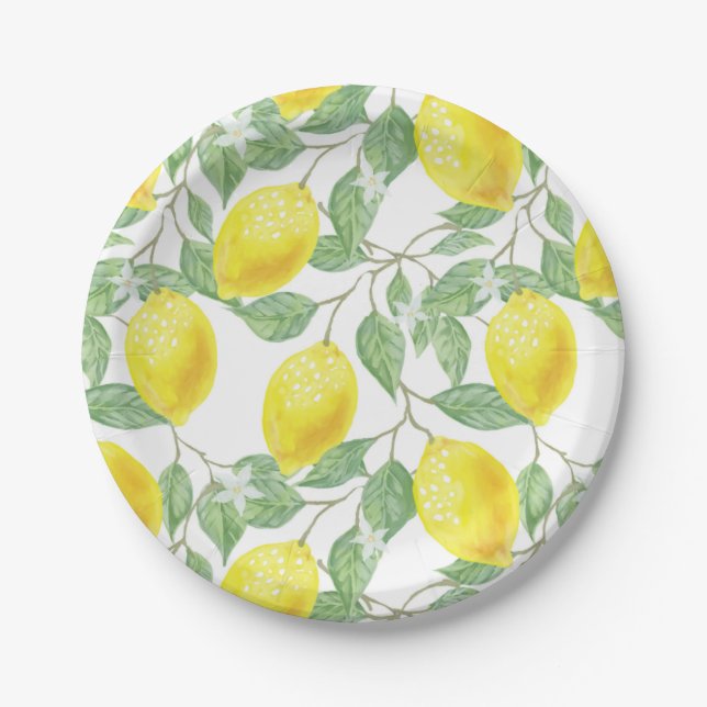 Lemon und Leaf Main Squeeze Brautparty Pappteller (Vorderseite)