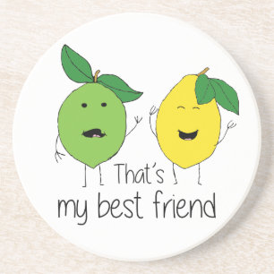 Lemon und Limone BESTE FREUNDIN der besten Freunde Sandstein Untersetzer