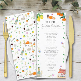 Lemon und Orange French Boho Citrus Wedding Menükarte