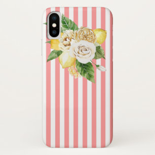 Lemon und Rose auf rosa Streifen iPhone / iPad Geh Case-Mate iPhone Hülle