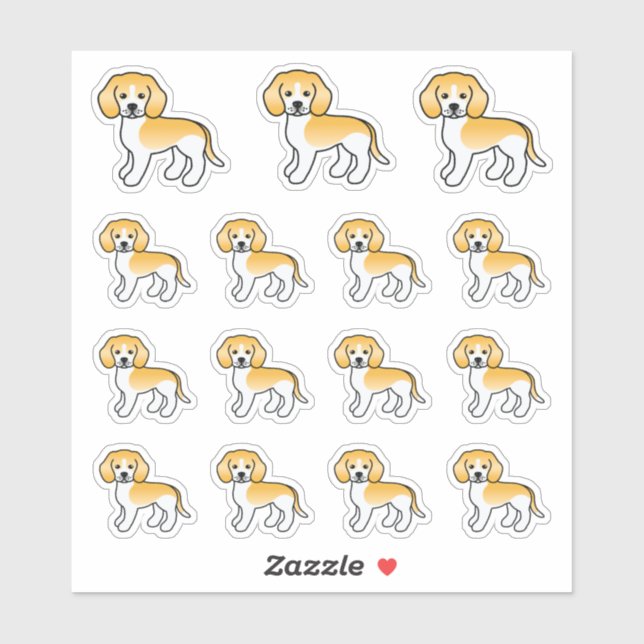Lemon und White Beagle Niedliche Cartoon Hunde Aufkleber (Blatt)