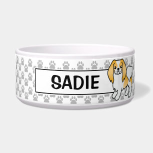 Lemon und White Japanischer Kinnkartoon Hund Napf