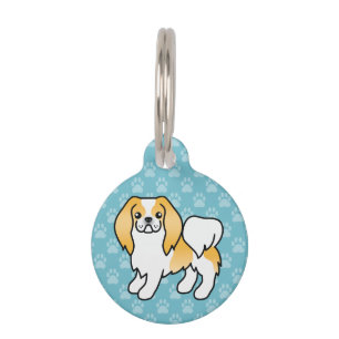 Lemon und White Japanischer Kinnkartoon Hund Tiernamensmarke