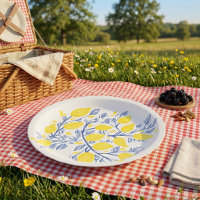 Lemon Vines Holzschnitt Papierplatte