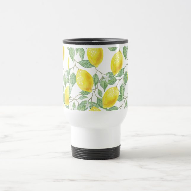 Lemon Vines Print Reisebecher (Mittel)