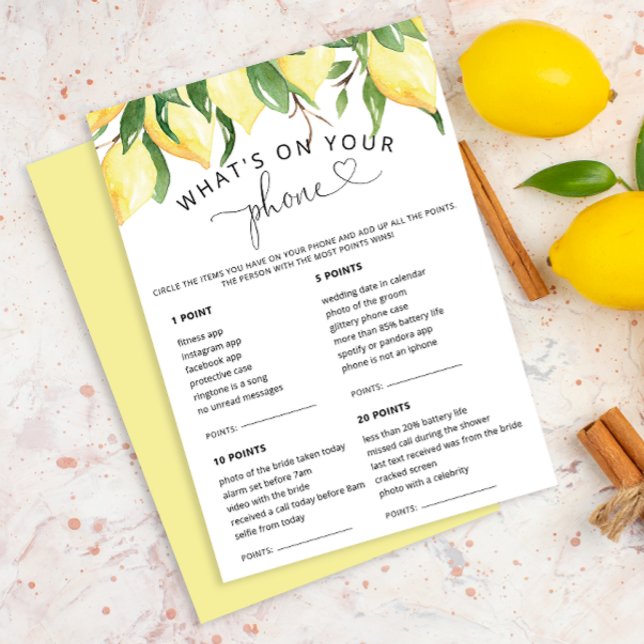 Lemon Was gibt es auf Ihren Bridal-Spielkarten für Einladung (Von Creator hochgeladen)