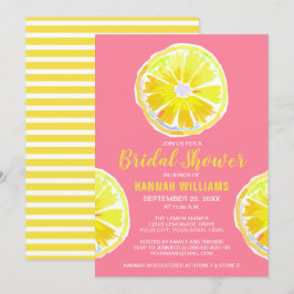 Lemon Wasserfarbe mit rosa Brautparty Einladung