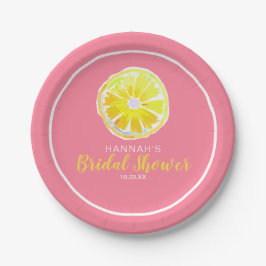 Lemon Wasserfarbe mit rosa Brautparty Pappteller