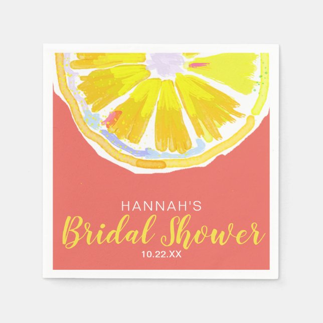 Lemon Wasserfarbe Orange Sonniges Brautparty Serviette (Vorderseite)