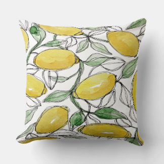 Lemon Wasserfarbe Print Kissen