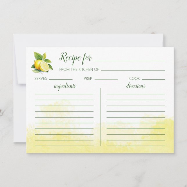 Lemon Wasserfarbene Flachkarte (Vorderseite)