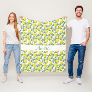 Lemon Wasserfarbmuster niedliches Mädchen Fleecedecke