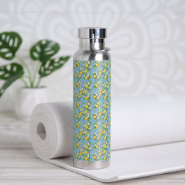 Lemon Watercolor Blue Mediterranean Tile Pattern Trinkflasche