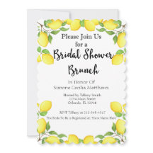 Lemon Watercolor Brautparty Brunch Einladung
