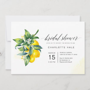 Lemon Watercolor Brautparty Einladung