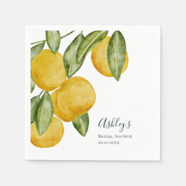 Lemon Watercolor Brautparty Personalisiert Serviette