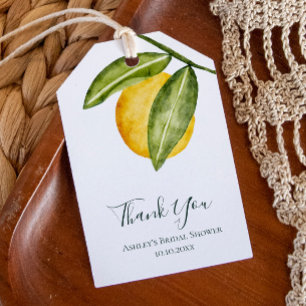 Lemon Watercolor Brautparty Vielen Dank Geschenkanhänger