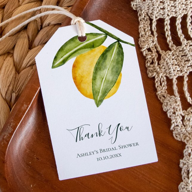 Lemon Watercolor Brautparty Vielen Dank Geschenkanhänger (Von Creator hochgeladen)