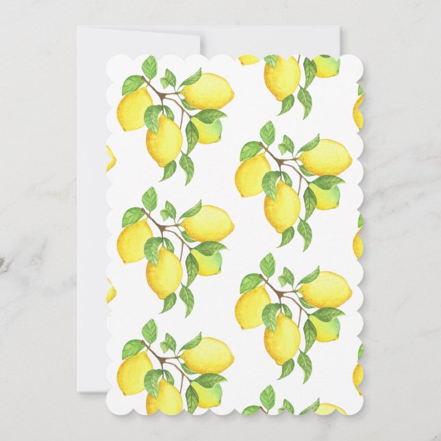 Lemon Watercolor Bridal Dusche Einladung (Rückseite)
