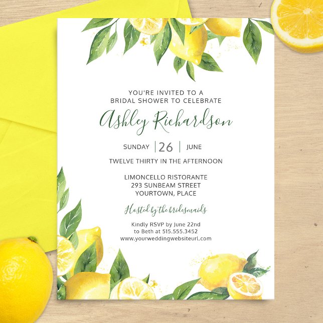 Lemon Watercolor Bridal Dusche Einladung (Von Creator hochgeladen)