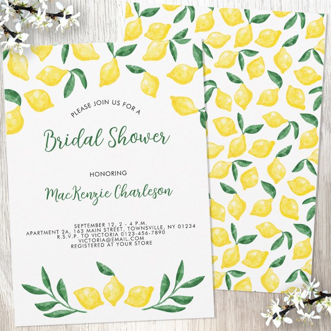 Lemon Watercolor Bridal Dusche Einladung (Von Creator hochgeladen)