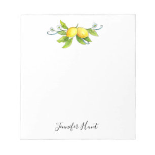 Lemon Watercolor Citrus Fruit Illustration Notizblock