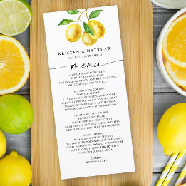 Lemon Watercolor Citrus Menü Menükarte