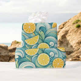 Lemon Watercolor Citrus Sommer Frühjahr botanische Geschenkpapier