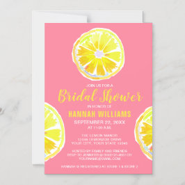 Lemon Watercolor Pink Brautparty Magneteinladung