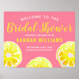 Lemon Watercolor Pink Brautparty Willkommen Poster