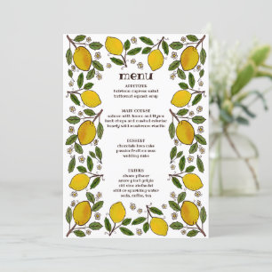 Lemon Watercolor Rahmen Rustikal Modernes CUSTOM Menükarte
