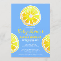 Lemon Watercolor Slices Blue Baby Dusche