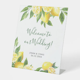 Lemon Watercolor Wedding Sockelschild