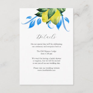 Lemon Wedding Details Umschließungskarte Wasserfar Begleitkarte