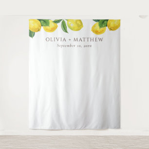 Lemon Wedding Foto Hintergrund. Rustikaler Zitrusg Wandteppich