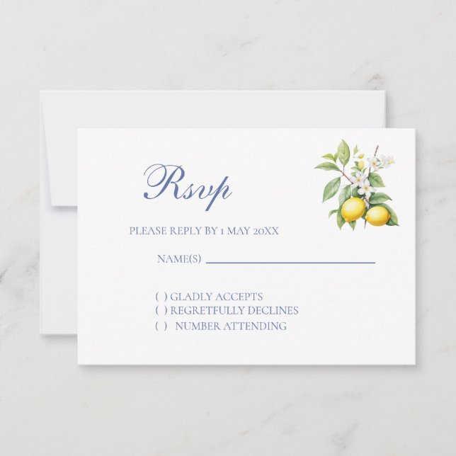 Lemon Wedding RSVP card Karte (Vorderseite)