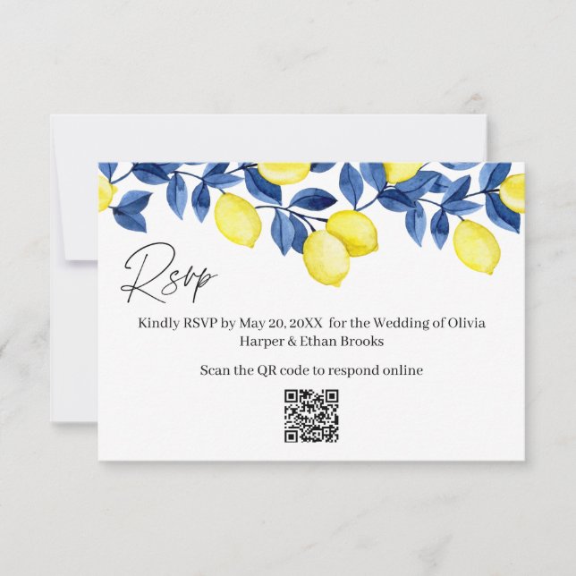 Lemon Wedding RSVP QR Code (Devant)