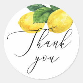 Lemon Wedding Script Vielen Dank | Rustikaler Zitr Runder Aufkleber