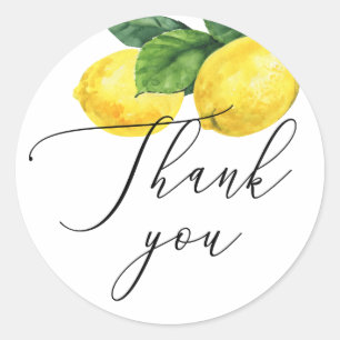 Lemon Wedding Script Vielen Dank   Rustikaler Zitr Runder Aufkleber