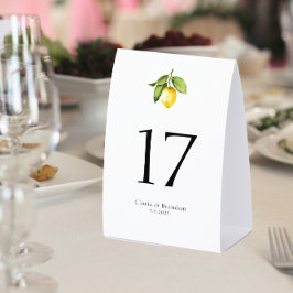 Lemon Wedding Table Number  Tischaufsteller