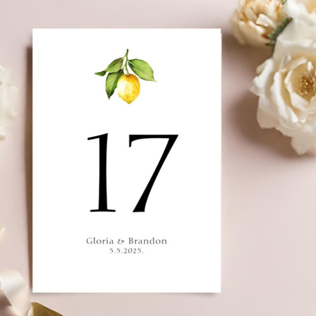 Lemon Wedding Tischnummer Card (Von Creator hochgeladen)
