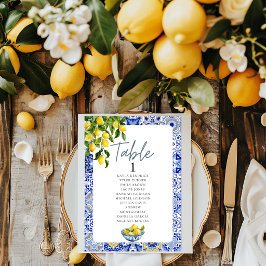 Lemon Wedding Tischnummer mit Seetabelle