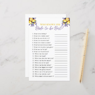 Lemon "Wer die Braut kennt" Brautparty Game