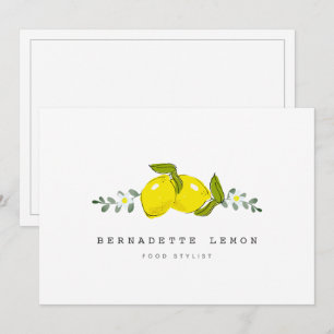 Lemon & White Blume Einfache Clean Business Card Einladung