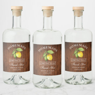Lemon Wood Danke Limoncello Flaschenetiketten Alkoholflaschenetikett
