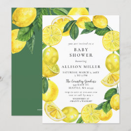 Lemon Wreath Gender Neutral Baby Dusche Einladung
