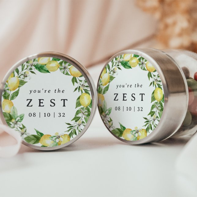 Lemon Wreath Sie sind die Zest Brautparty Gefallen Runder Aufkleber (Von Creator hochgeladen)