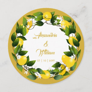 Lemon Wreath Wedding Menükarte