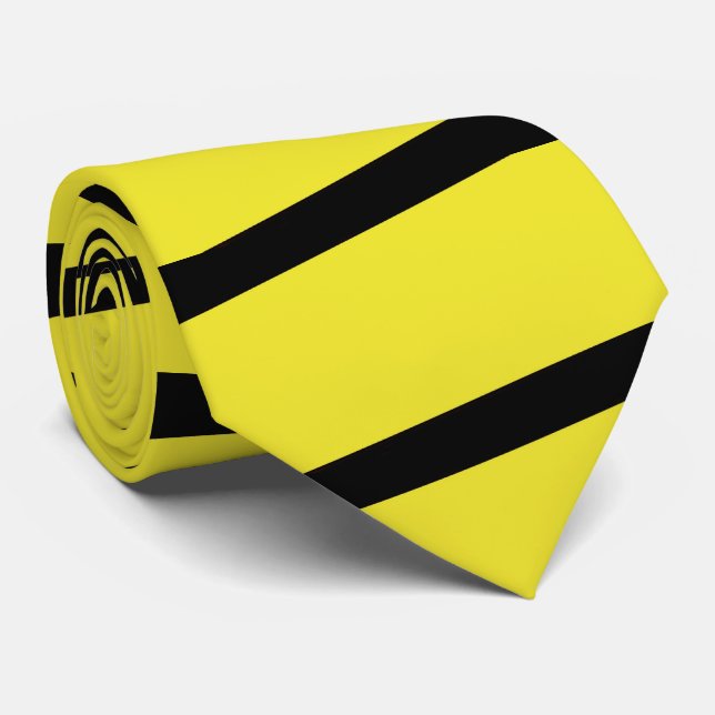 Lemon Yellow and Black Stripe Classic Krawatte (Gerollt)