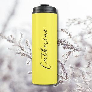 Lemon Yellow Black Elegant Minimal individuell ang Thermosbecher